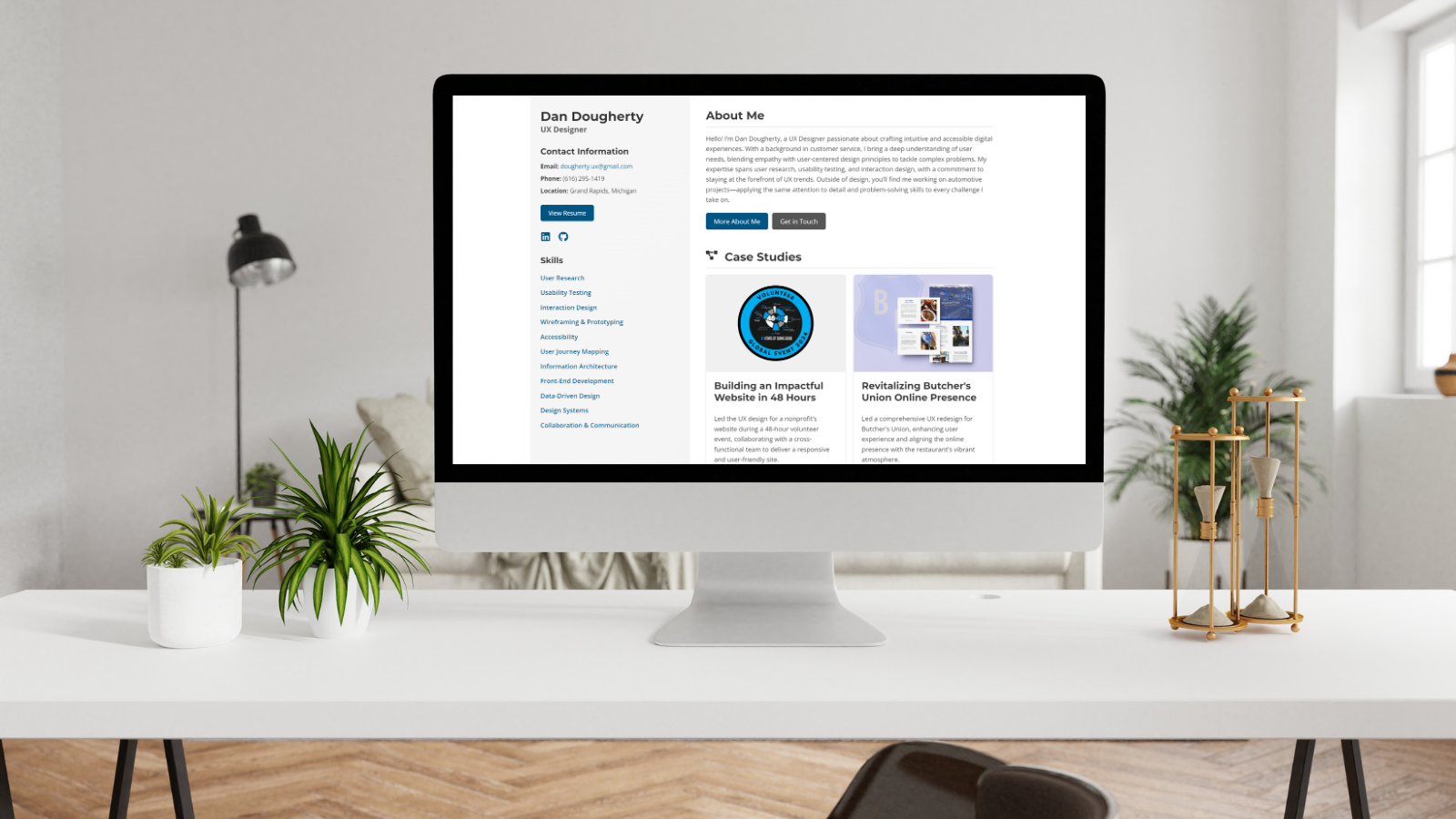 Screenshot of personal portfolio website